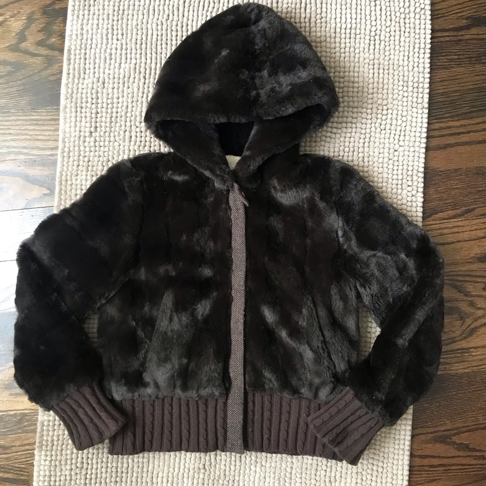 Juicy Couture furry brown hooded coat girls (8/10)
